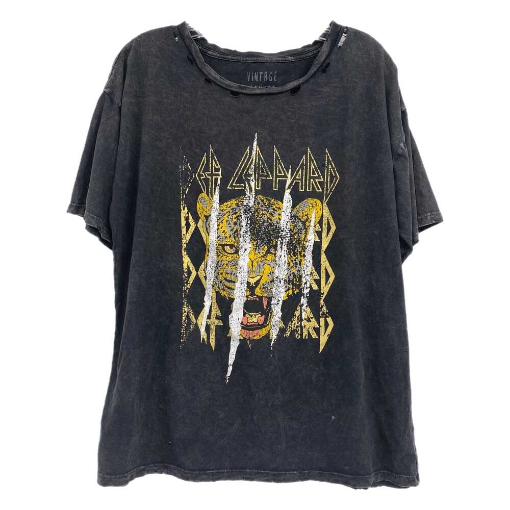 Vintage Canvas Gray Yellow Distressed Def Leopard Tee | Size S